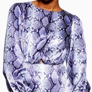 TOPSHOP Blue Snakeskin Pattern Cutout Dress